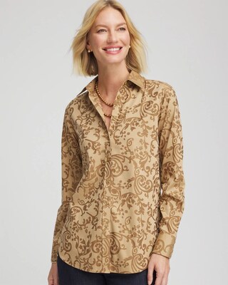 No Iron™ Jacquard Scrolls Shirt | Chico's